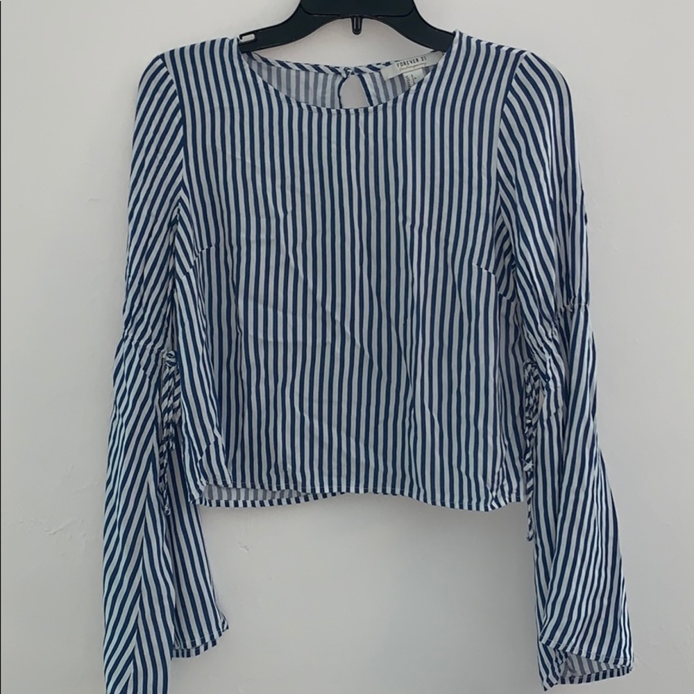 Forever 21 Striped Long Bell Sleeve Top